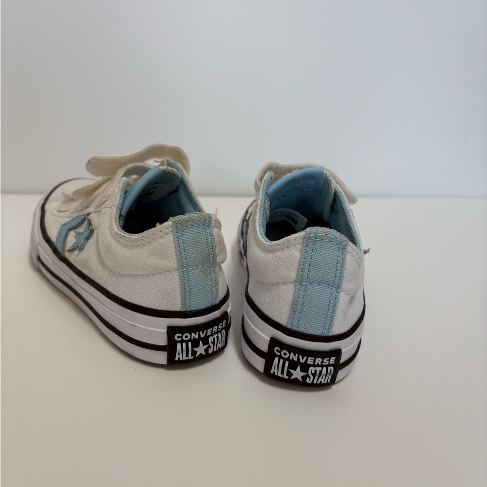 Converse Star Player Kids White/Blue Hook & Loop Low Top Sneakers US 12.5 - Picture 5 of 9